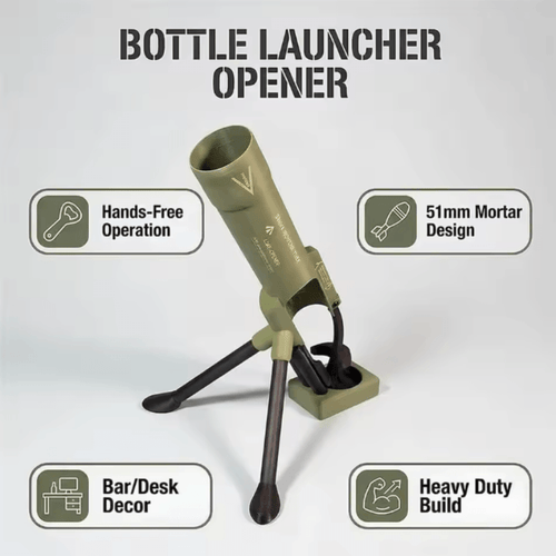 MortarMate™ Tactical Mortar Bottle Opener — Hands-Free Cap Launcher | Man Cave Gift
