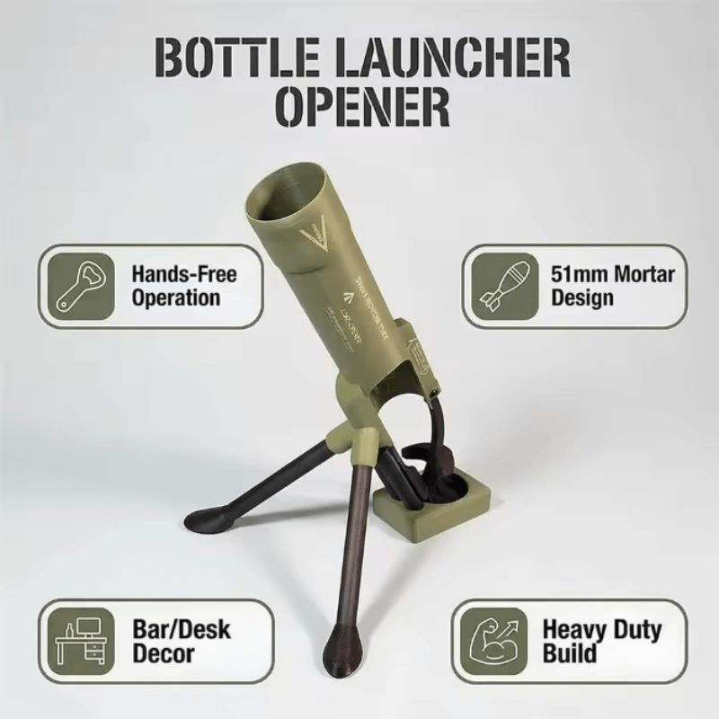 MortarMate™ Tactical Mortar Bottle Opener — Hands-Free Cap Launcher | Man Cave Gift